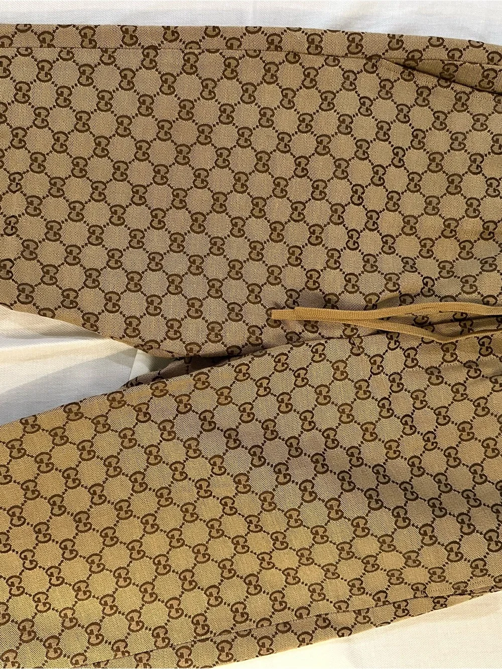 Gucci Beige Monogram Elastic Waist Pants